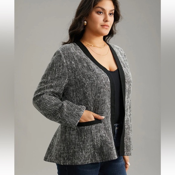 BloomChic Tweed Contrast Trim Pocket Tweed Blazer us size 12 - Picture 6 of 9